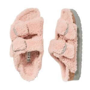 Birkenstock Papillio Arizona Big Buckle Shearling Pink Slip-On Sandals